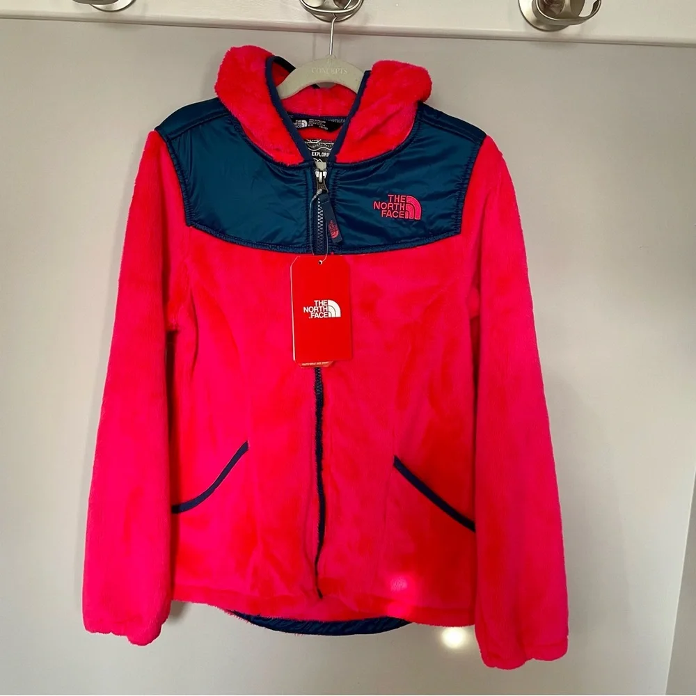 The North Face Girls Oso Hoodie Fleece Jacket Pink/Navy 10/12